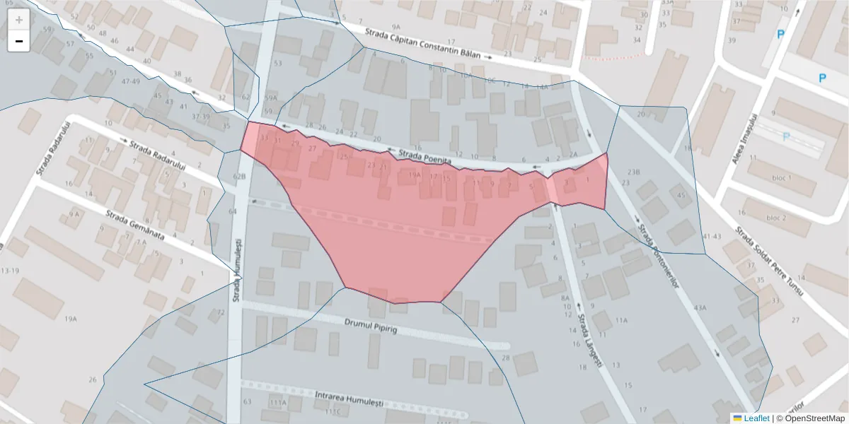 Hartă a codului poștal  și a codurilor poștale învecinate