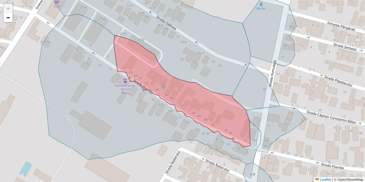 Hartă a codului poștal  și a codurilor poștale învecinate