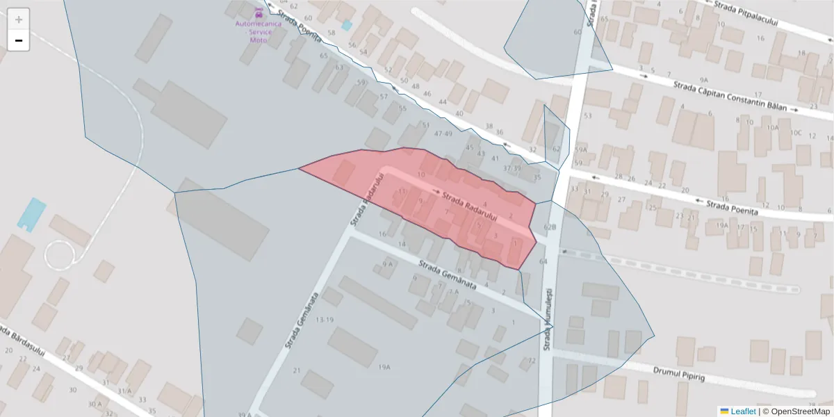 Hartă a codului poștal  și a codurilor poștale învecinate