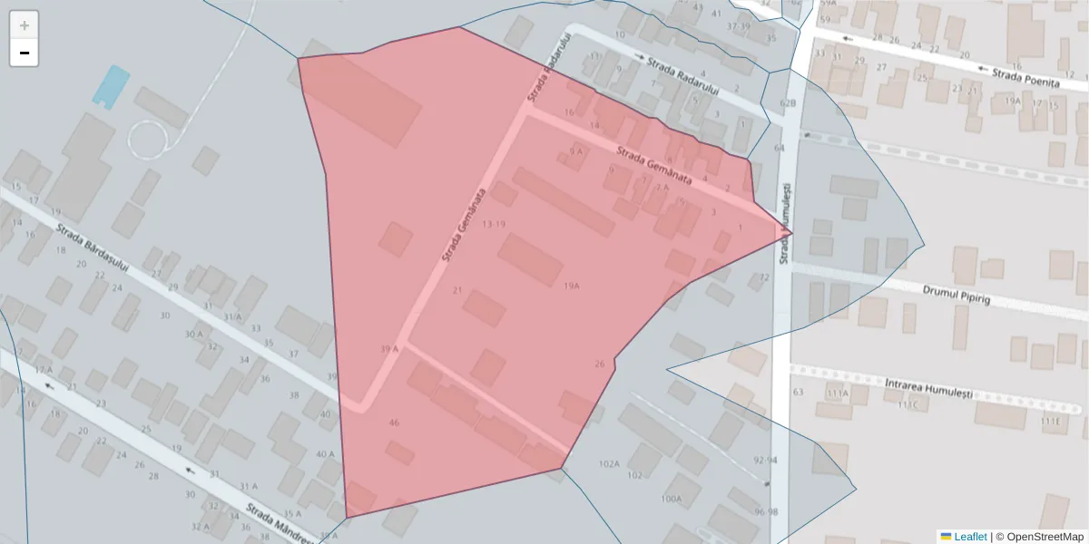 Hartă a codului poștal  și a codurilor poștale învecinate