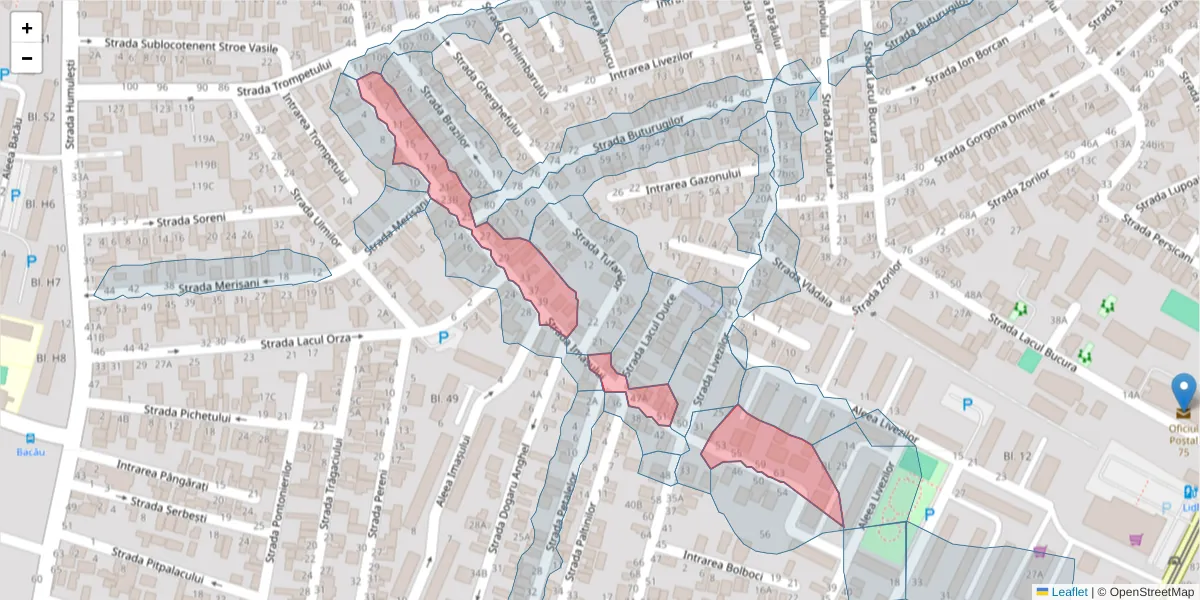 Hartă a codului poștal  și a codurilor poștale învecinate