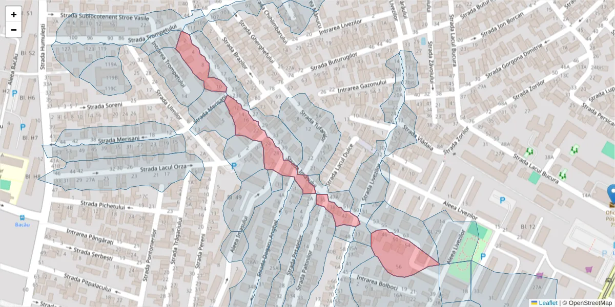 Hartă a codului poștal  și a codurilor poștale învecinate