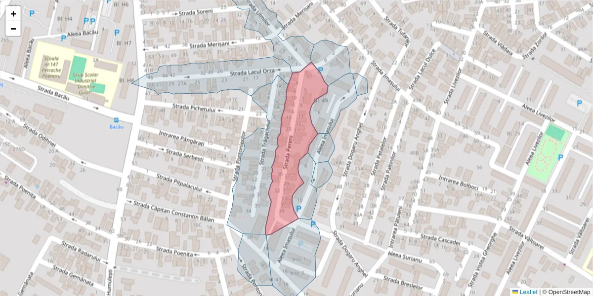 Hartă a codului poștal  și a codurilor poștale învecinate