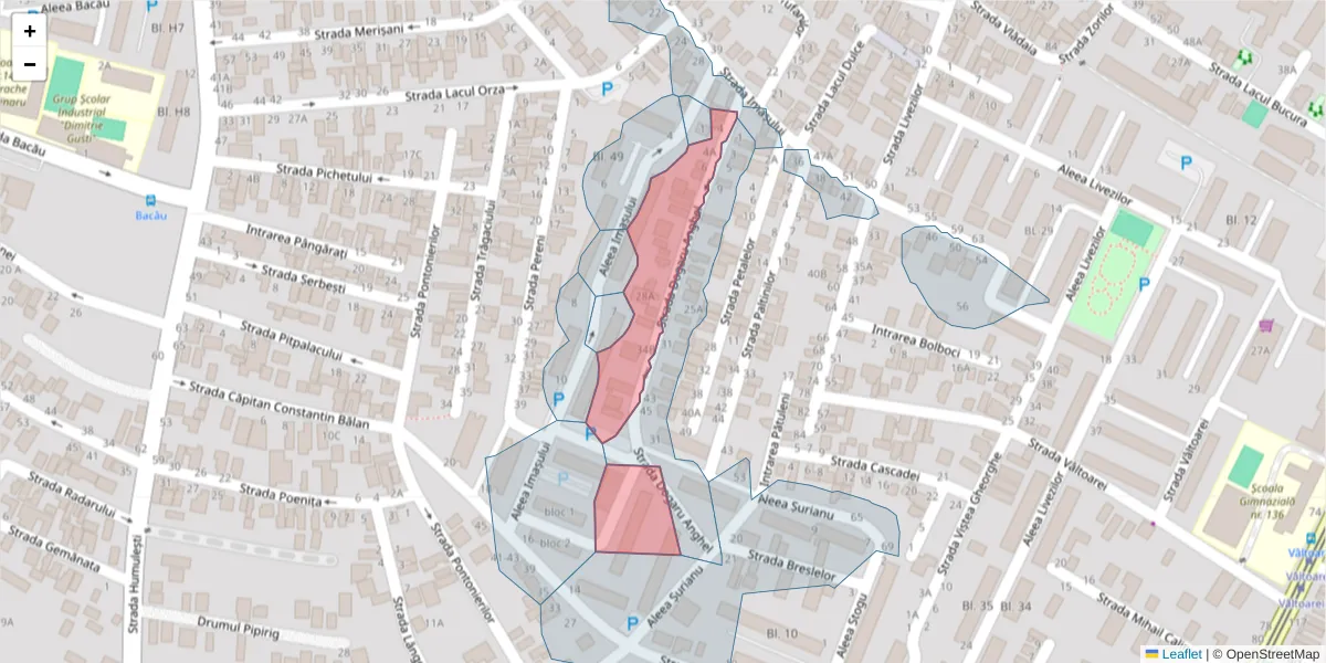 Hartă a codului poștal  și a codurilor poștale învecinate