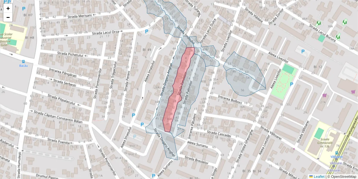 Hartă a codului poștal  și a codurilor poștale învecinate