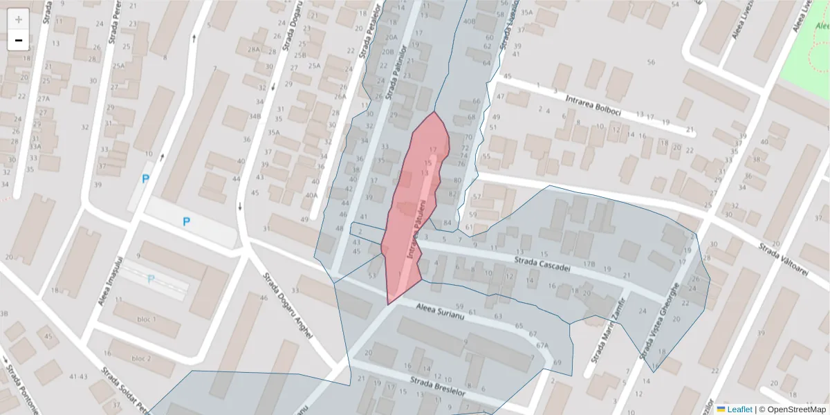 Hartă a codului poștal  și a codurilor poștale învecinate