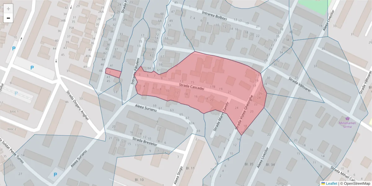 Hartă a codului poștal  și a codurilor poștale învecinate