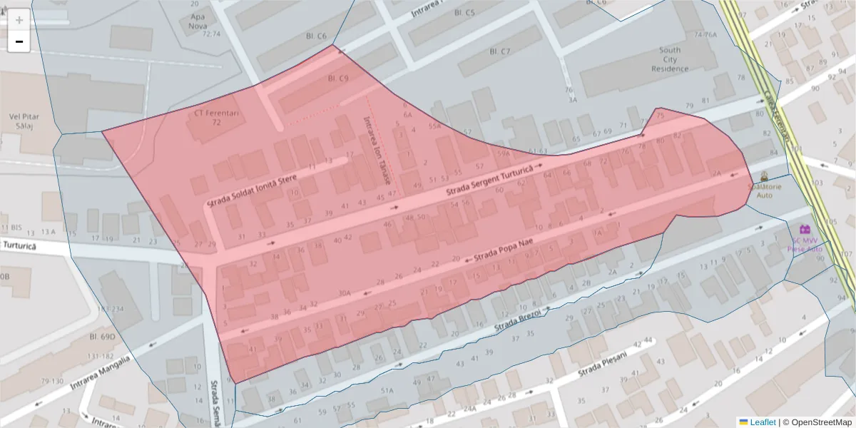 Hartă a codului poștal  și a codurilor poștale învecinate