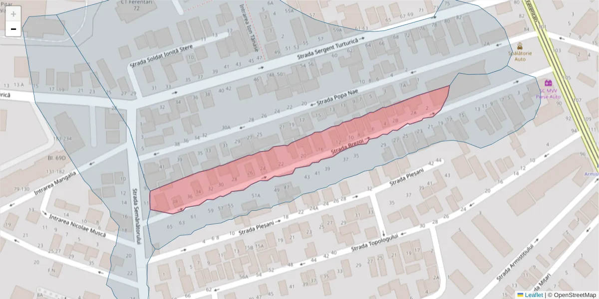 Hartă a codului poștal  și a codurilor poștale învecinate
