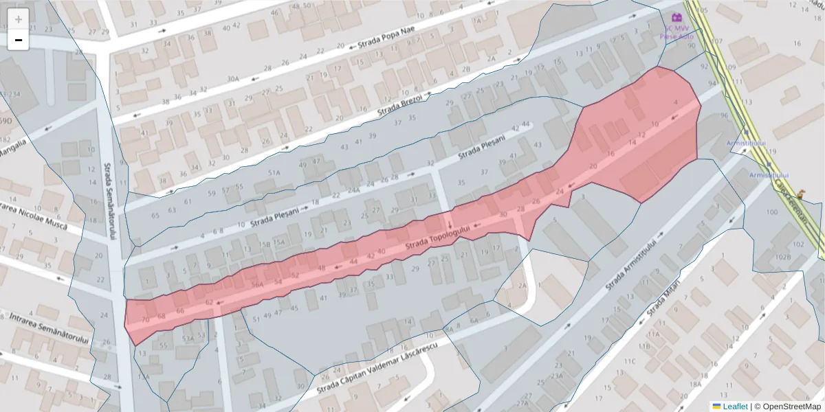 Hartă a codului poștal  și a codurilor poștale învecinate