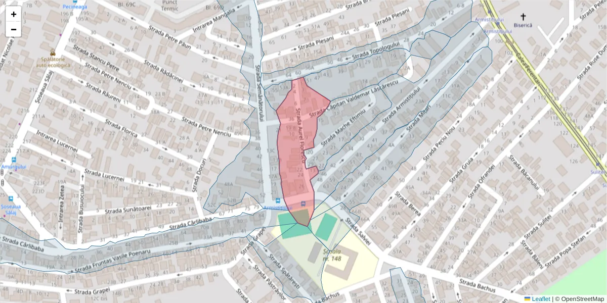 Hartă a codului poștal  și a codurilor poștale învecinate
