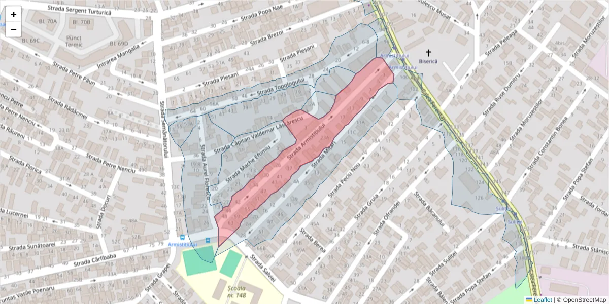 Hartă a codului poștal  și a codurilor poștale învecinate
