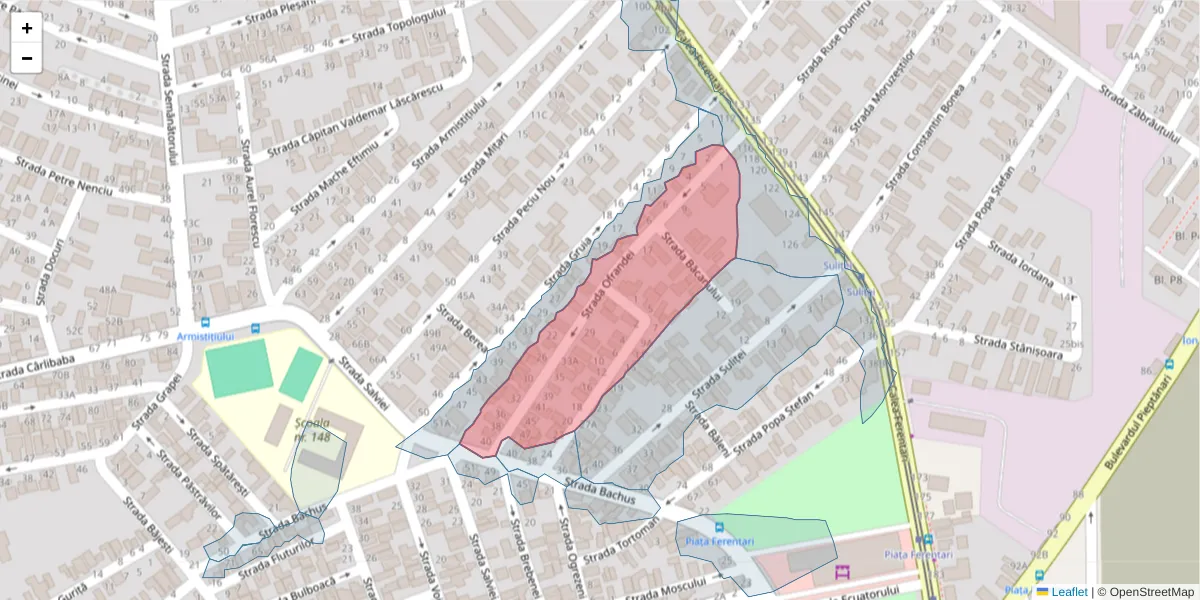 Hartă a codului poștal  și a codurilor poștale învecinate
