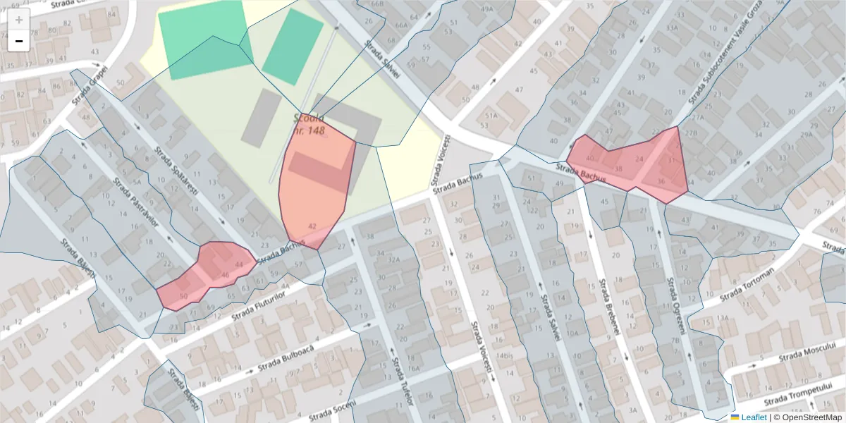 Hartă a codului poștal  și a codurilor poștale învecinate