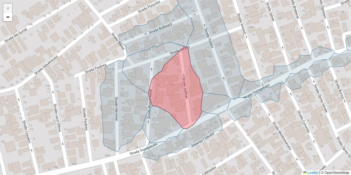 Hartă a codului poștal  și a codurilor poștale învecinate