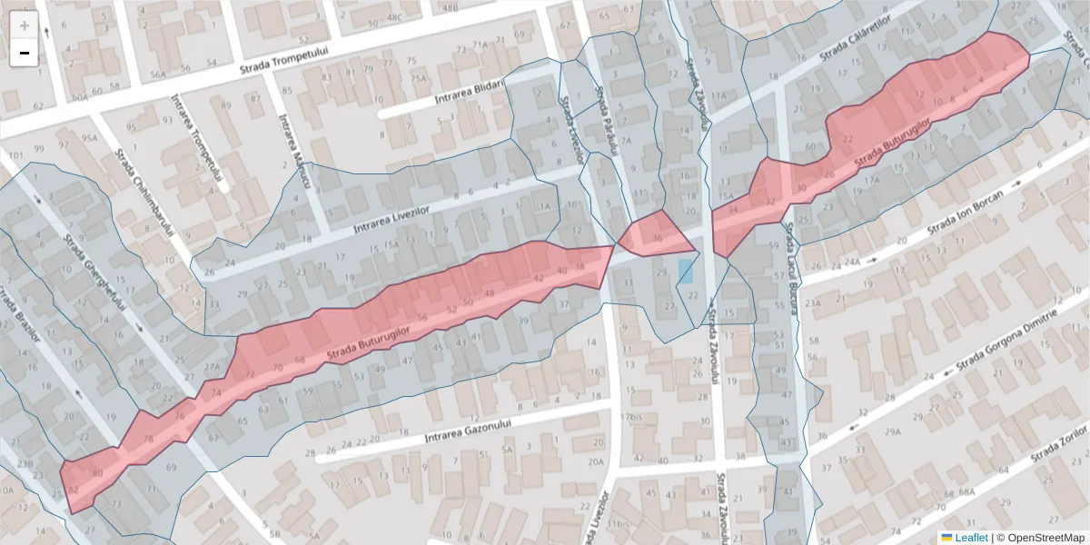 Hartă a codului poștal  și a codurilor poștale învecinate