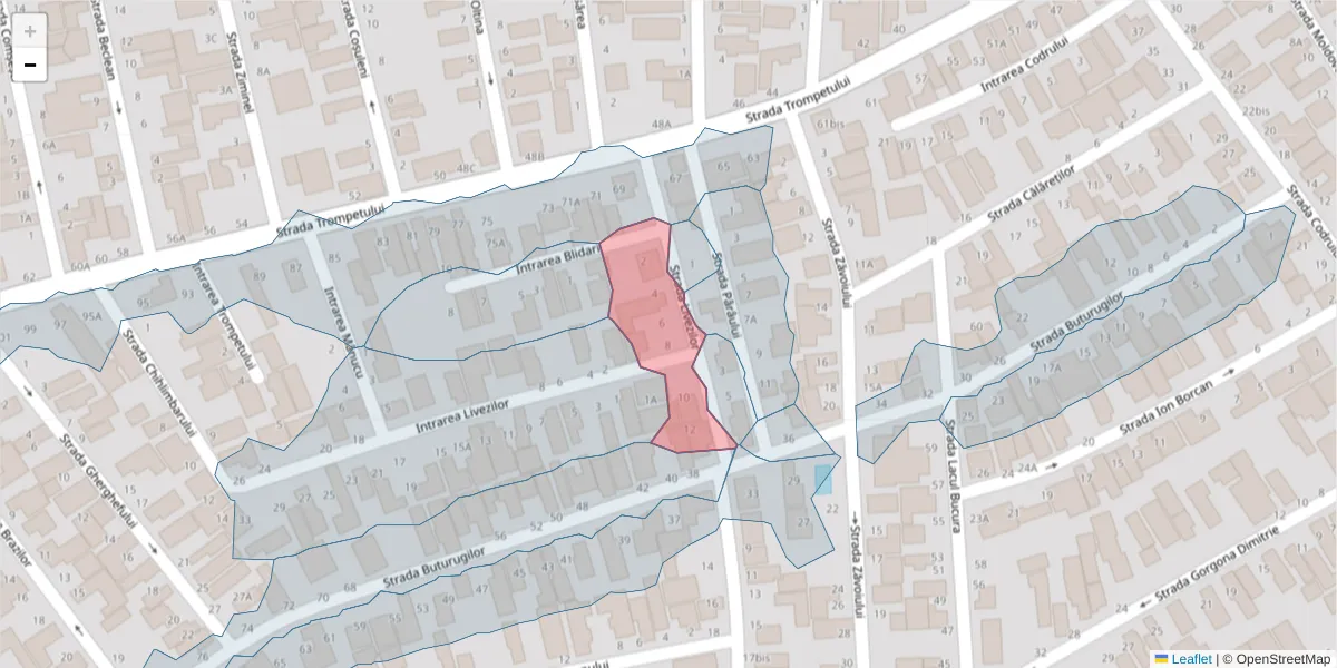 Hartă a codului poștal  și a codurilor poștale învecinate
