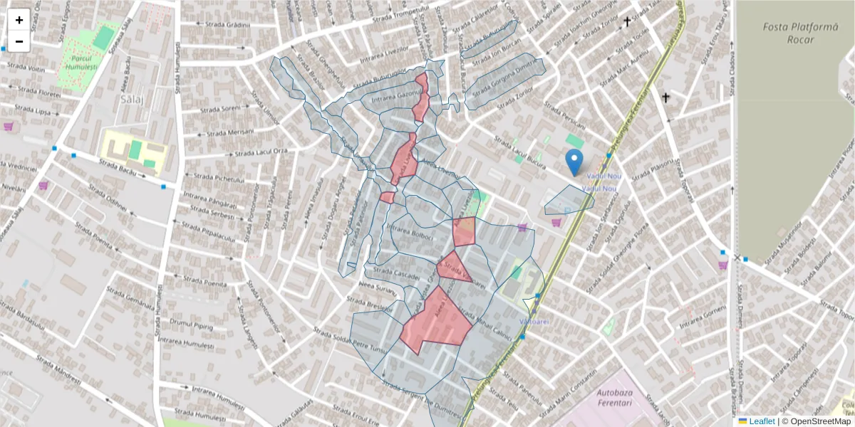 Hartă a codului poștal  și a codurilor poștale învecinate