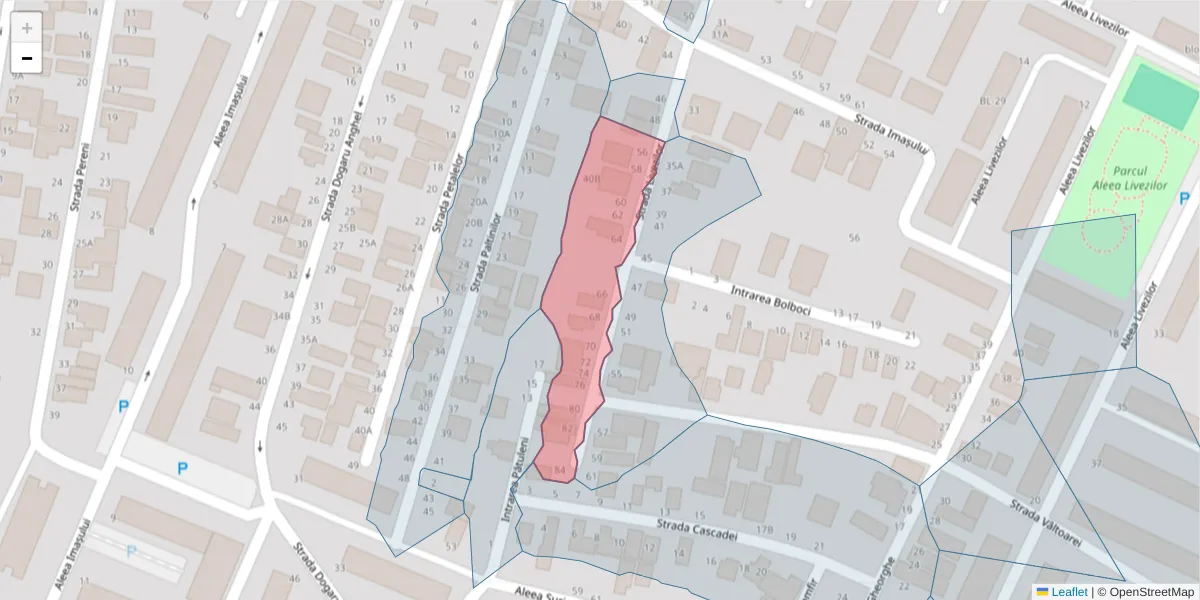 Hartă a codului poștal  și a codurilor poștale învecinate