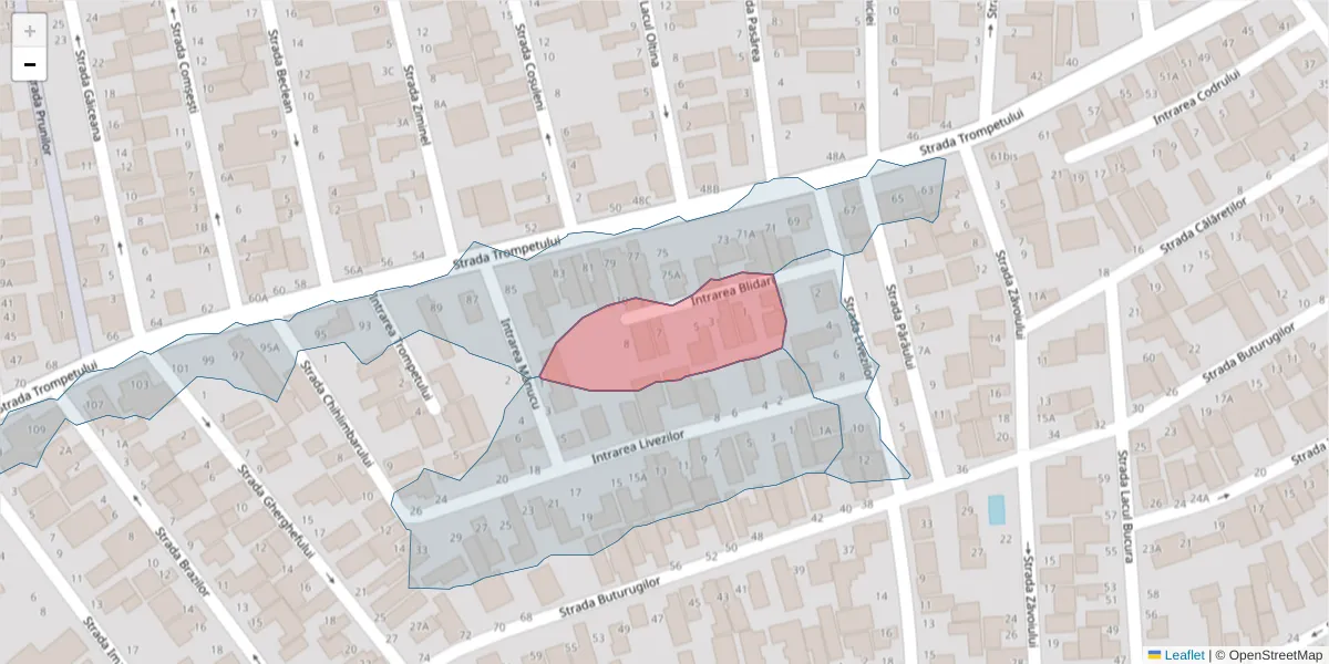 Hartă a codului poștal  și a codurilor poștale învecinate