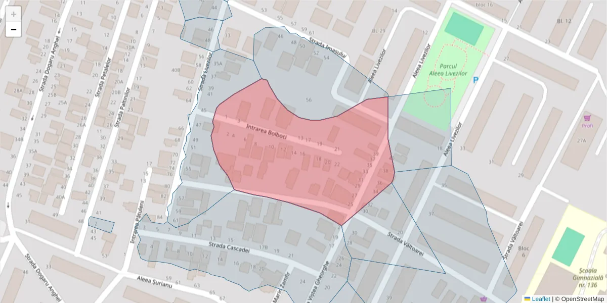 Hartă a codului poștal  și a codurilor poștale învecinate