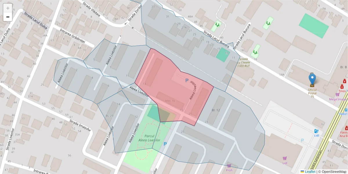 Hartă a codului poștal  și a codurilor poștale învecinate