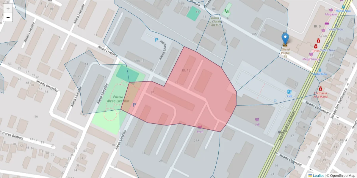 Hartă a codului poștal  și a codurilor poștale învecinate