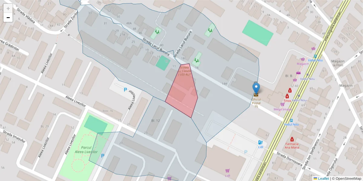 Hartă a codului poștal  și a codurilor poștale învecinate