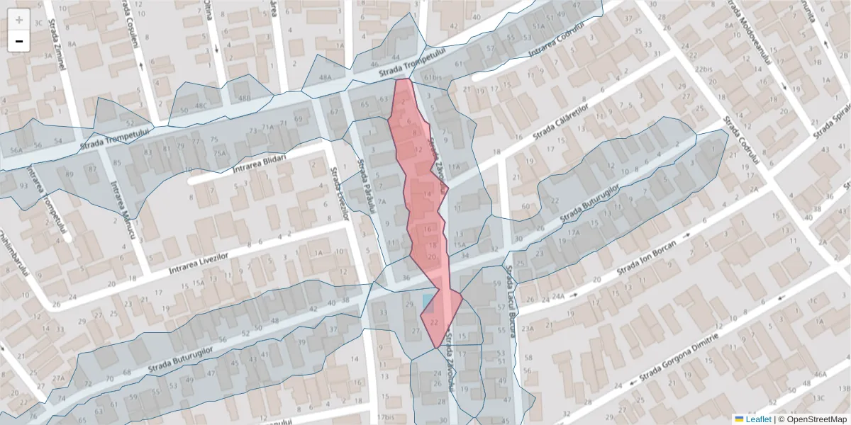 Hartă a codului poștal  și a codurilor poștale învecinate