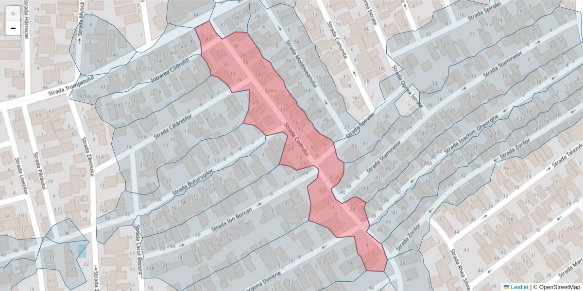 Hartă a codului poștal  și a codurilor poștale învecinate
