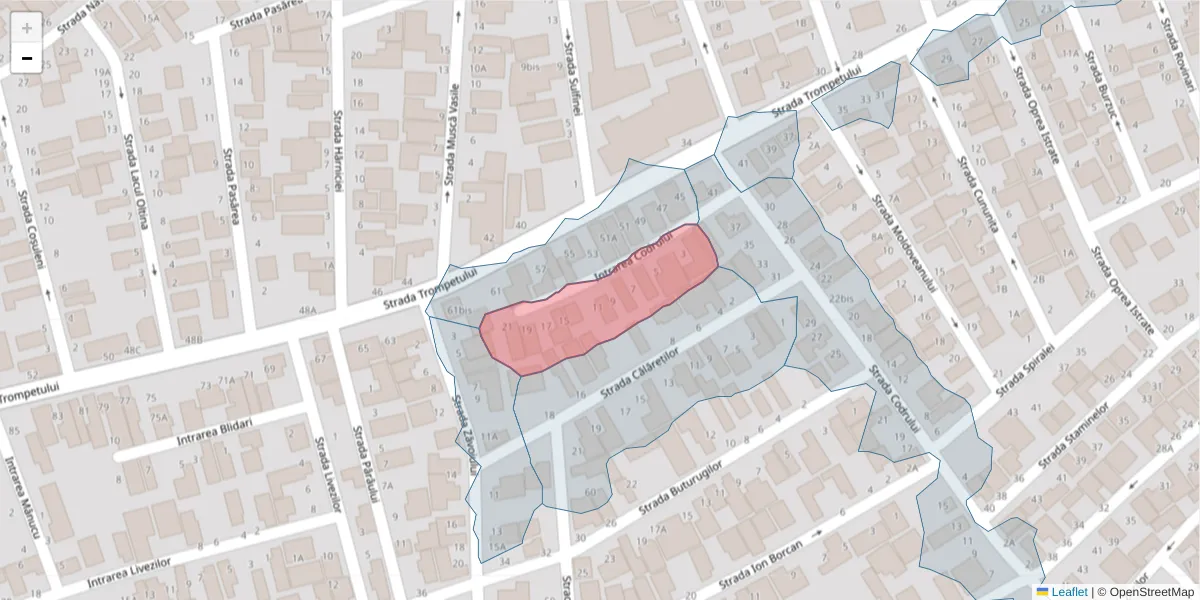 Hartă a codului poștal  și a codurilor poștale învecinate