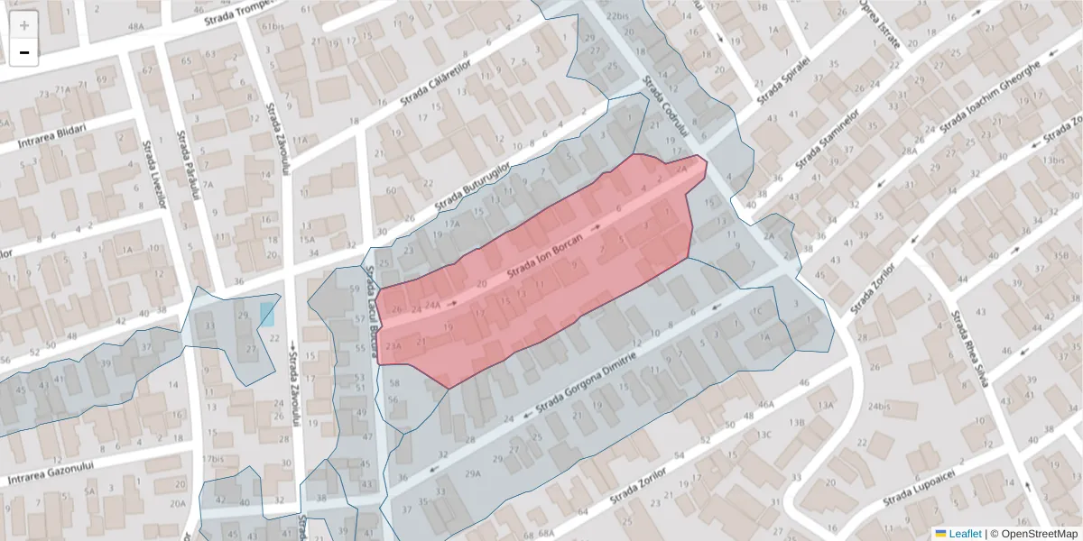 Hartă a codului poștal  și a codurilor poștale învecinate