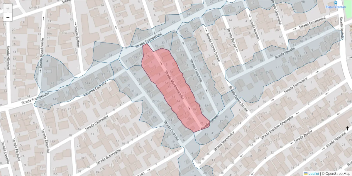 Hartă a codului poștal  și a codurilor poștale învecinate
