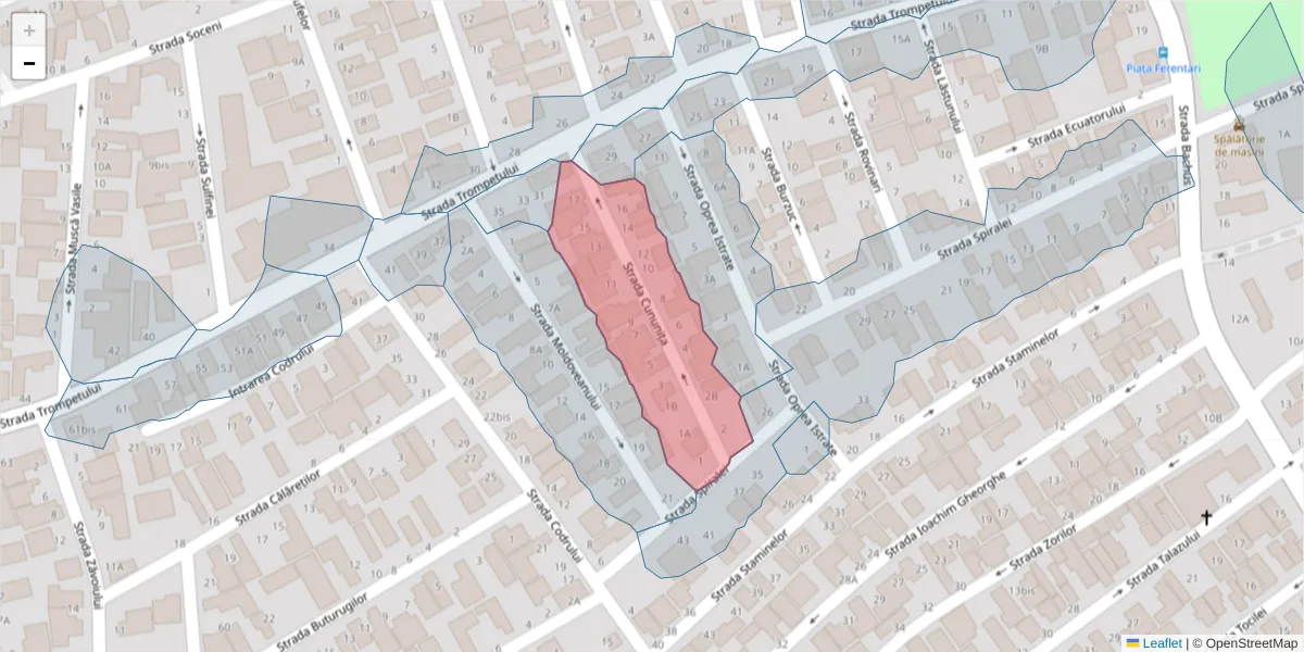 Hartă a codului poștal  și a codurilor poștale învecinate