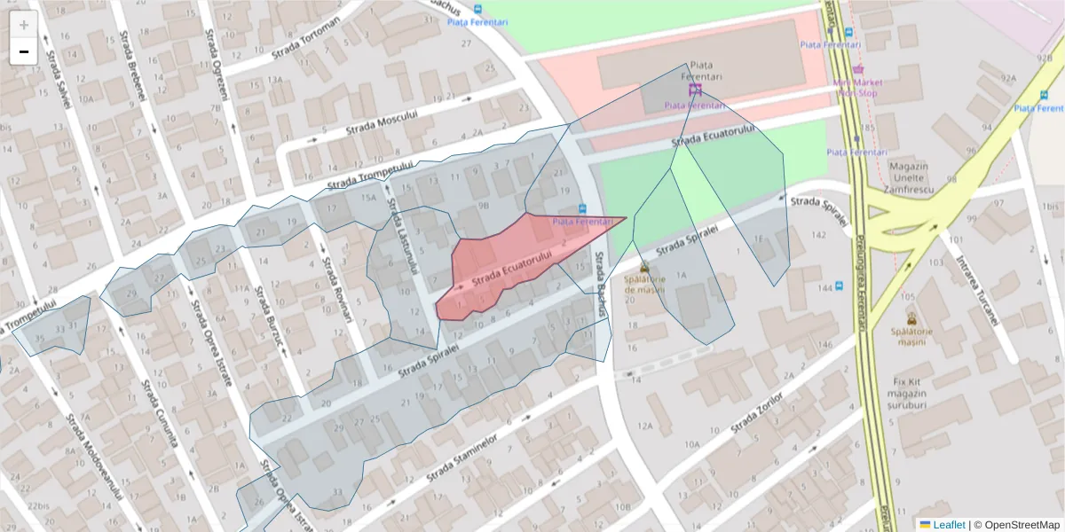 Hartă a codului poștal  și a codurilor poștale învecinate