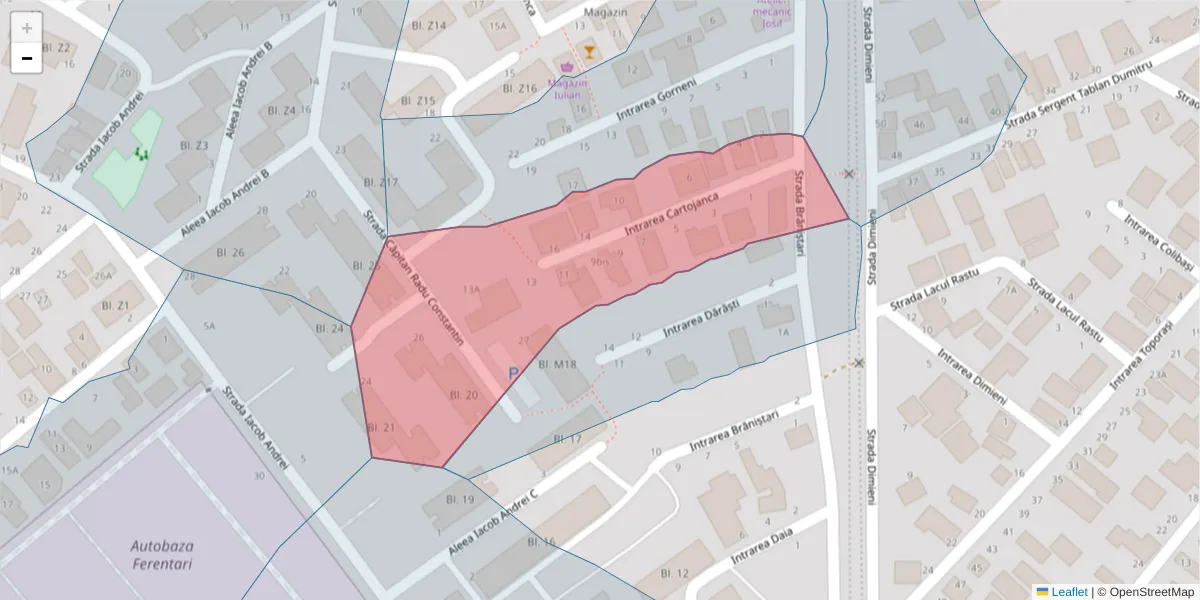 Hartă a codului poștal  și a codurilor poștale învecinate