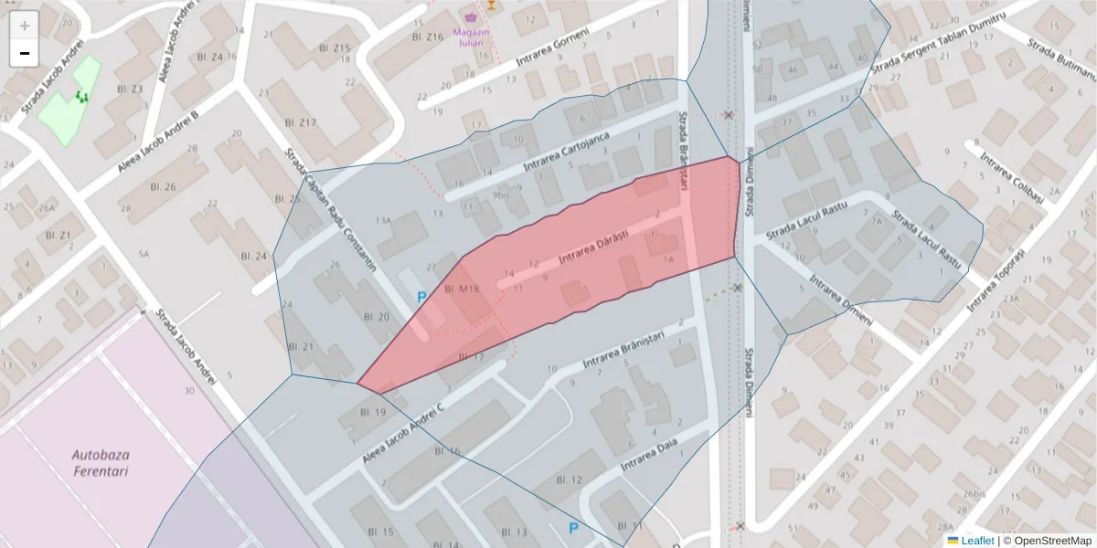 Hartă a codului poștal  și a codurilor poștale învecinate