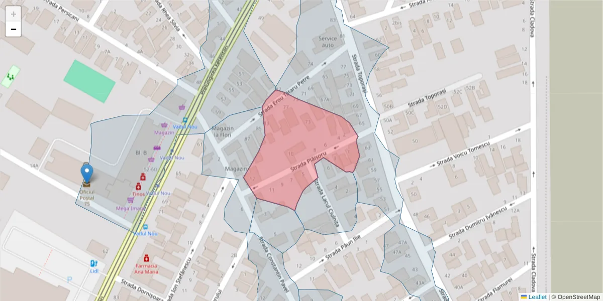 Hartă a codului poștal  și a codurilor poștale învecinate
