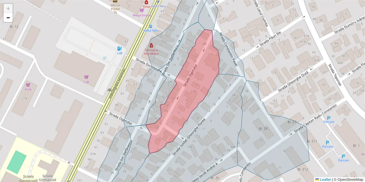 Hartă a codului poștal  și a codurilor poștale învecinate