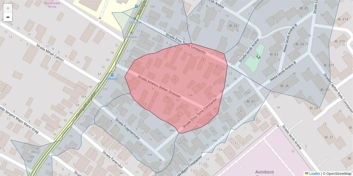 Hartă a codului poștal  și a codurilor poștale învecinate