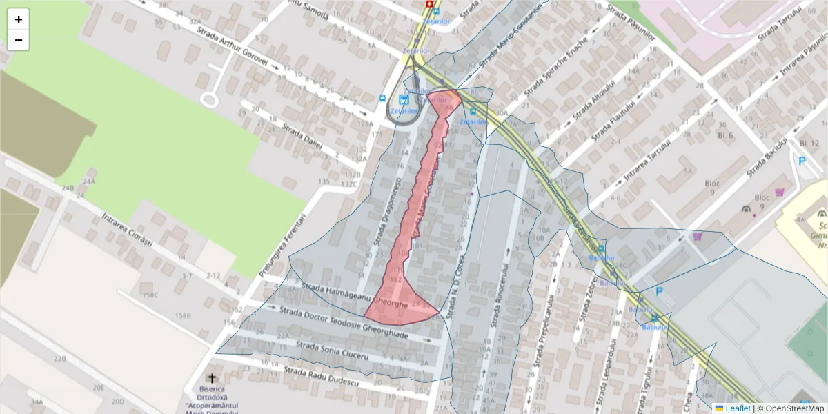 Hartă a codului poștal  și a codurilor poștale învecinate