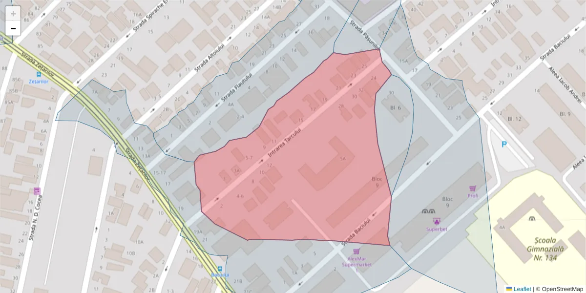 Hartă a codului poștal  și a codurilor poștale învecinate