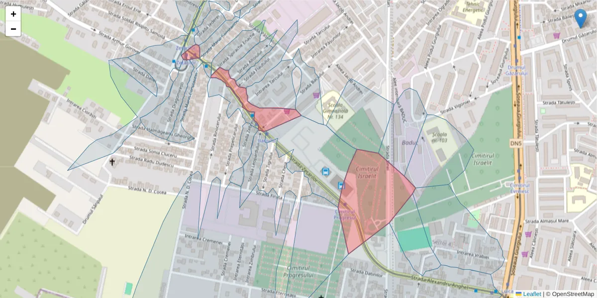 Hartă a codului poștal  și a codurilor poștale învecinate