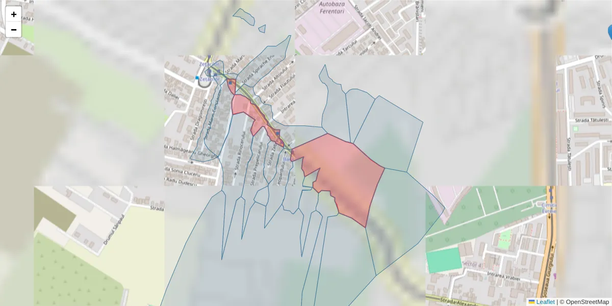 Hartă a codului poștal  și a codurilor poștale învecinate