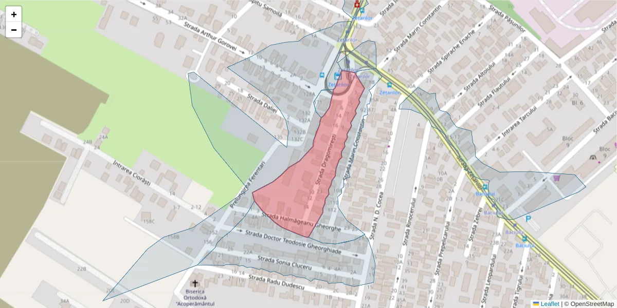 Hartă a codului poștal  și a codurilor poștale învecinate