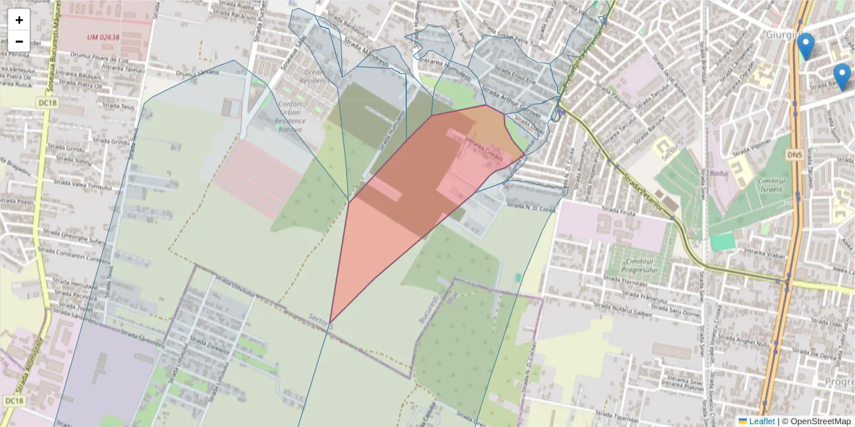 Hartă a codului poștal  și a codurilor poștale învecinate
