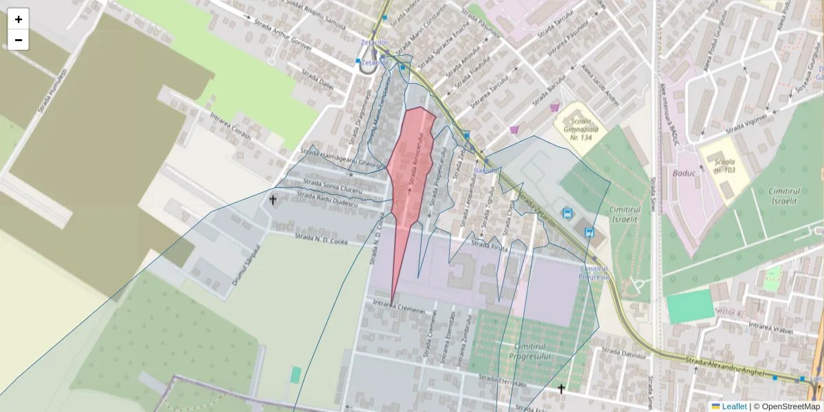 Hartă a codului poștal  și a codurilor poștale învecinate