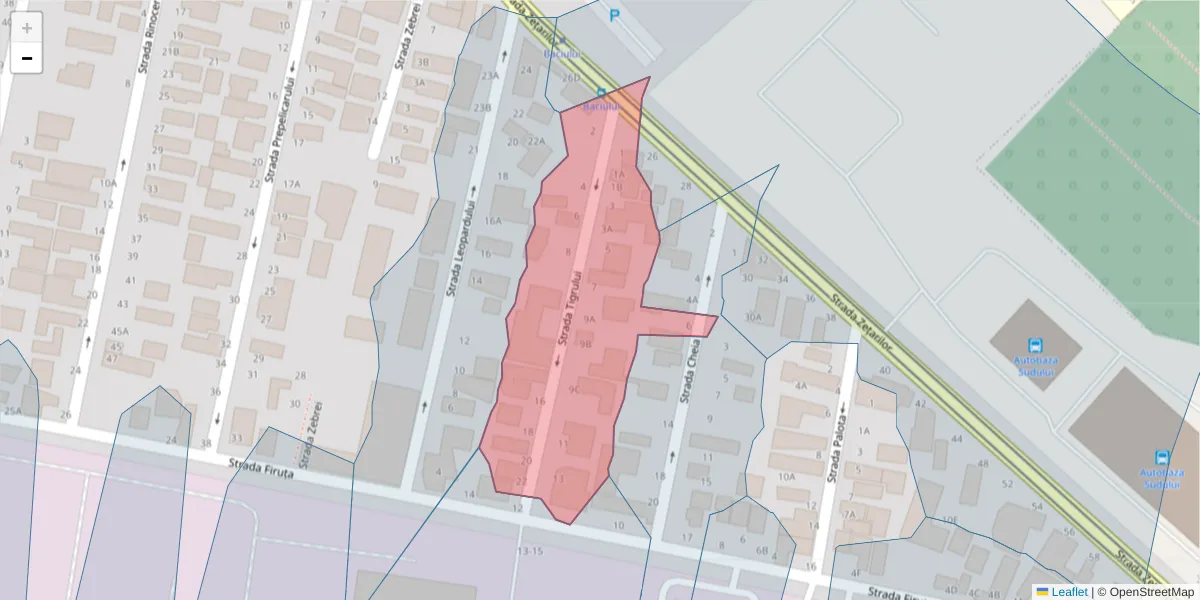 Hartă a codului poștal  și a codurilor poștale învecinate