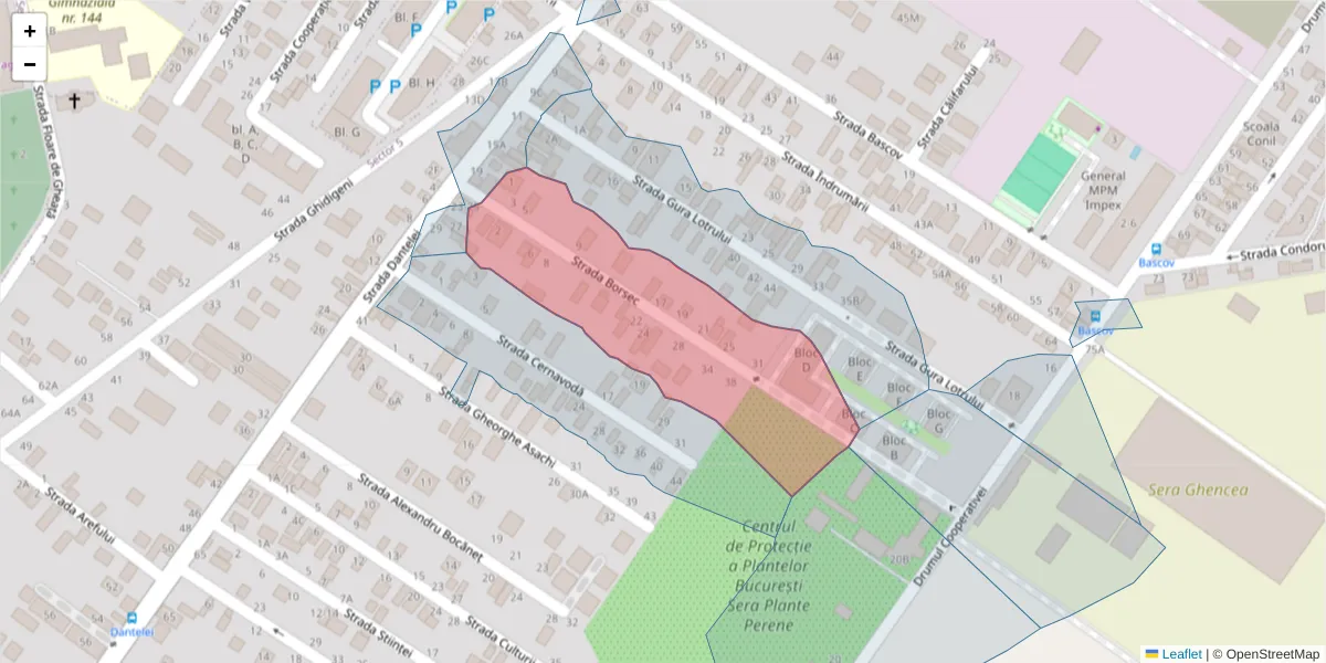 Hartă a codului poștal  și a codurilor poștale învecinate