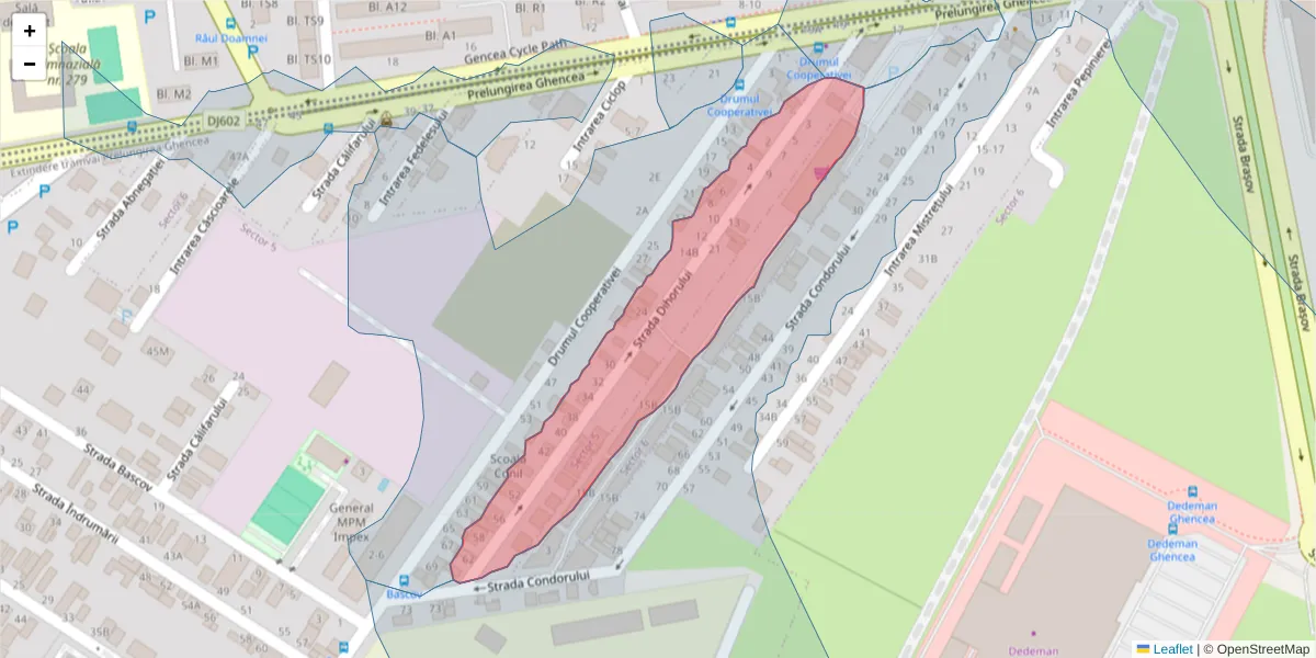 Hartă a codului poștal  și a codurilor poștale învecinate